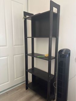 Black 5-Tier Wooden Bookshelf