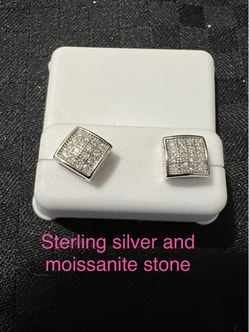 Sterling silver pave studs