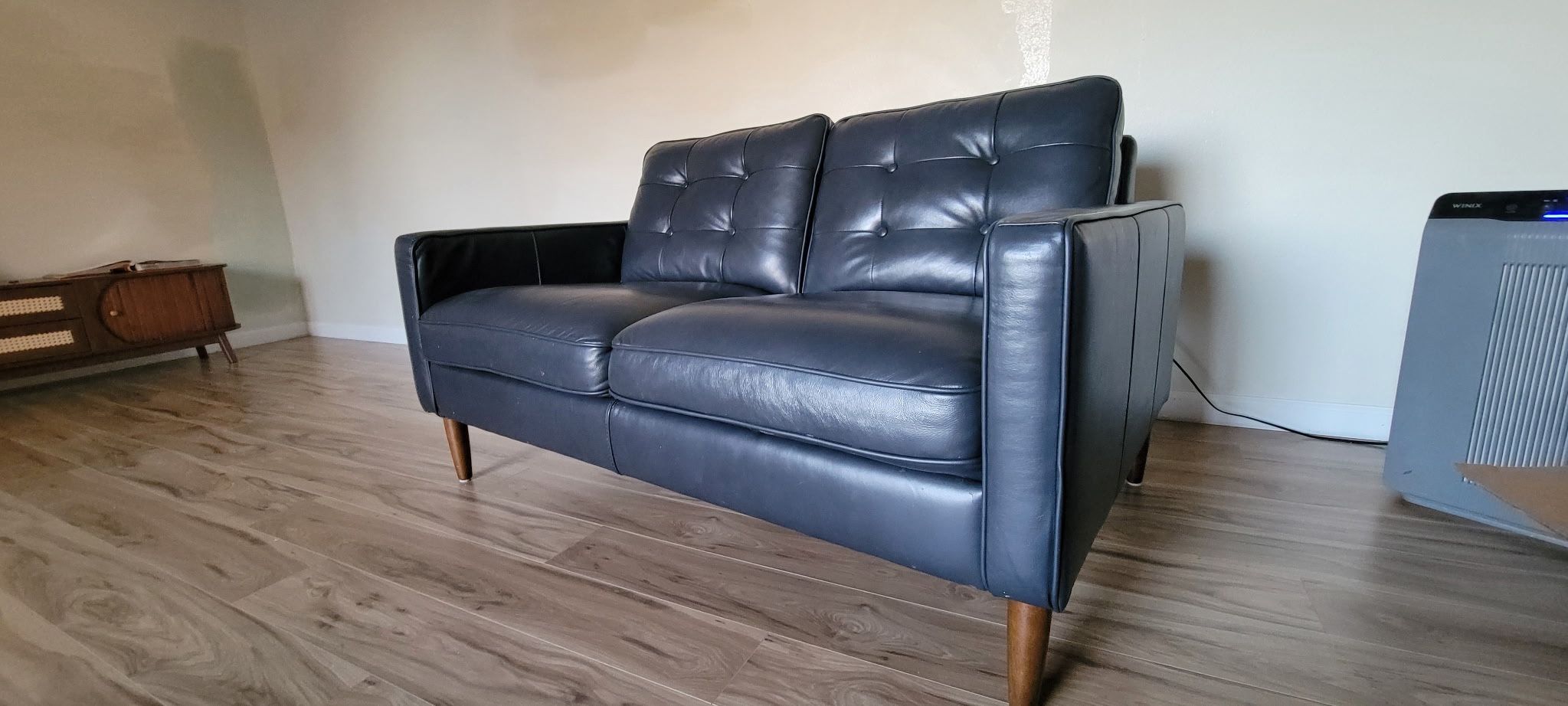 Tufted Leather Loveseat
