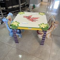 Teamson Children’s Dinosaur Wood Table with 2 Chairs