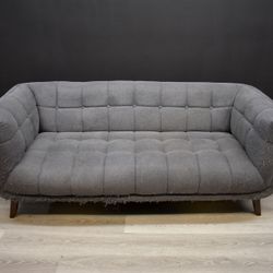 Grey Tufted Mid-Century Modern Loveseat Sofa