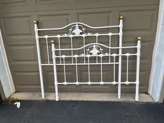BED;  iron cottage shabby chic bed frame f/q
