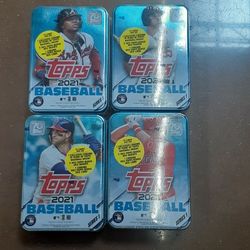 ⚾️⚾️⚾️2021 TOPPS BASEBALL TRADING CARDS IN TIN MlETAL COLLECTABLE BOX BRAND NEW UNOPENED FACTORY SEALED 