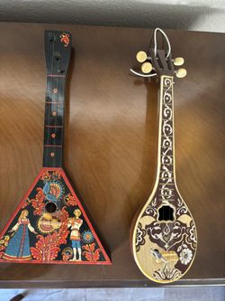 Beautiful Hand Painted  Decorative 11.5  Inches  Balalaika  and Banjo , both for $35