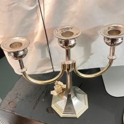 Silver And Gold Plated Vintage Solid Candelabra Candle Holder Antique 