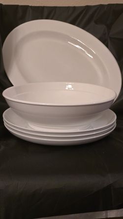 Elegant White Large Serving Bowl and Platters
