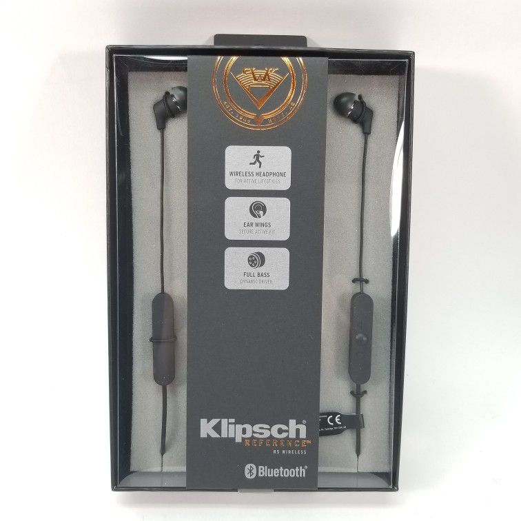 Klipsch Active Reference R5 Wireless Bluetooth Full Bass In-Ear Headphones with EarWings, Black