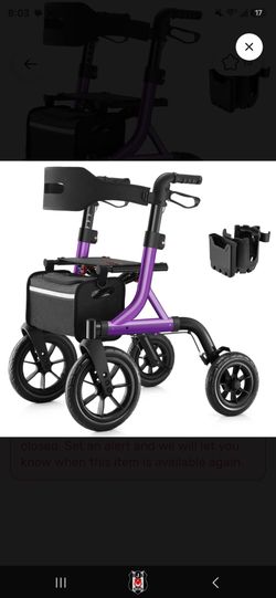 Purple 4-Wheel Rollator Walker with Seat