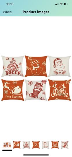 Brand new Wtisan Holiday Pillows Christmas Red Decorative Throw Pillow Case Set of 6 Xmas Tree,Snowman,Deer Cushion Cover Cotton Linen 18x18 Inch