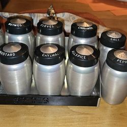 Kromex Vintage Aluminum Spice Rack With Salt And Pepper