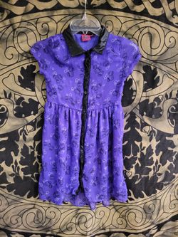 Monster High Girls Purple Button Up Collared Dress Childs Size 7/8