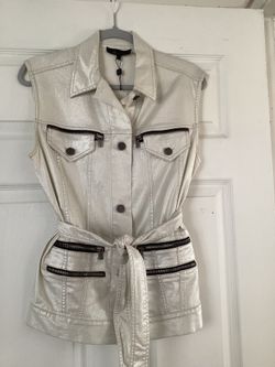 Kelly Wearstler Womens  Belted Denim Vest Size XS