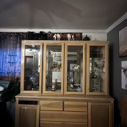Full Glass Wood Hutch 