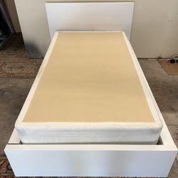 Twin Size White IKEA Malm Bed Frame w/ Seude Box Spring *Delivery Available*