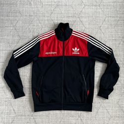 Adidas x Troy Lee Designs TLD Navy Blue/Red Zip Up Racing Track Jacket LARGE