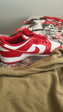Red and white dunks and a kozy hoodie