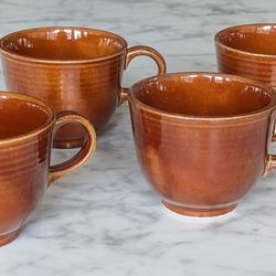 Set of 4 Vintage Sheffield Amberstone Brown Fiestaware Tea Cups Fiesta EUC