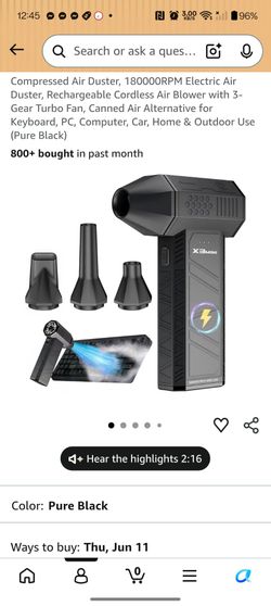 Compressed Air Duster, 180000RPM Electric Air Duster
