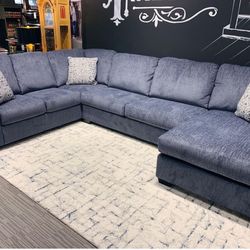 Oversized Lake Blue Modern Sofa Sectional With Chaise| Great Financing Options| Delivery Available | Brand New | Couch Living Room