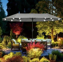 Brand new extra large shade canopy solar led lights patio umbrella