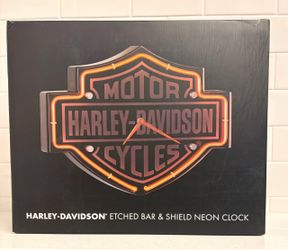 Harley-Davidson Etched Bar & Shield Neon Clock HDL-16651
