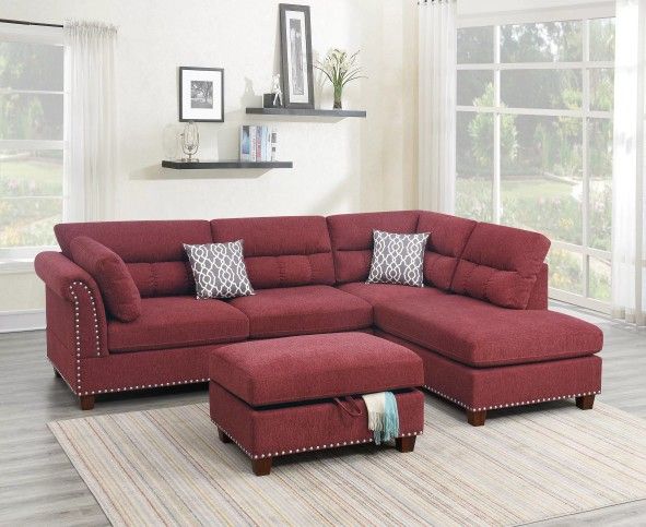 Brand New Red Sectional Sofa w Storage Ottoman