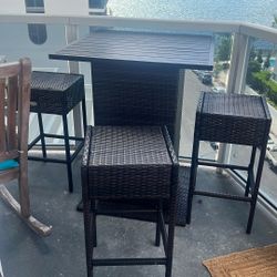 Black High Table with 3 Stools 