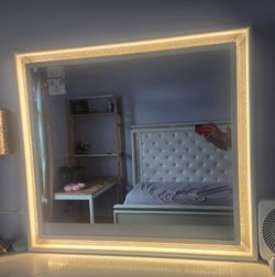 White mirror & headboard