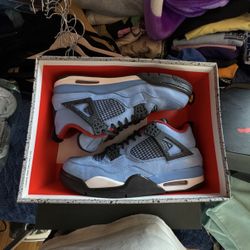Jordan 4 Travis Scott Size 10.0 Houston Blue Carolina Blue Red New With Box