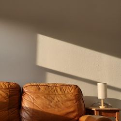 Camel Brown Genuine Leather Reclining Loveseat Couch