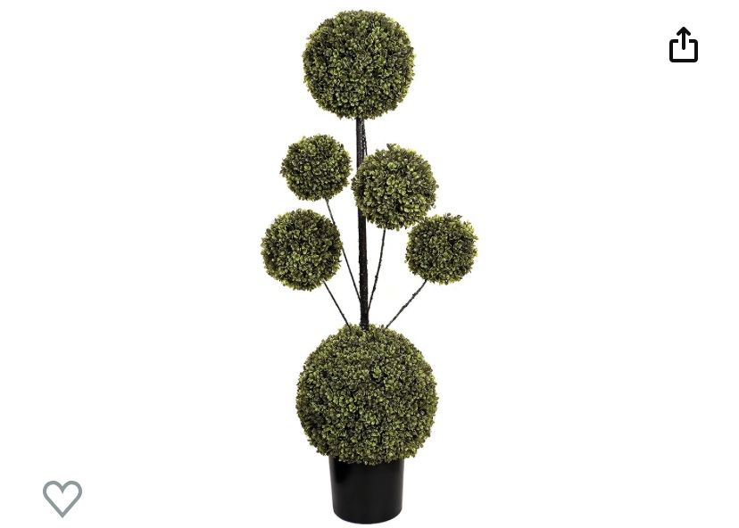 Artificial Six Sphere Boxwood Topiary Tree In Black Pot (4ft)