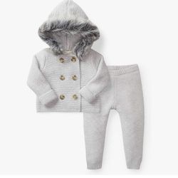 Hope & Henry Baby Organic Cardigan and Sweater Leggings Set