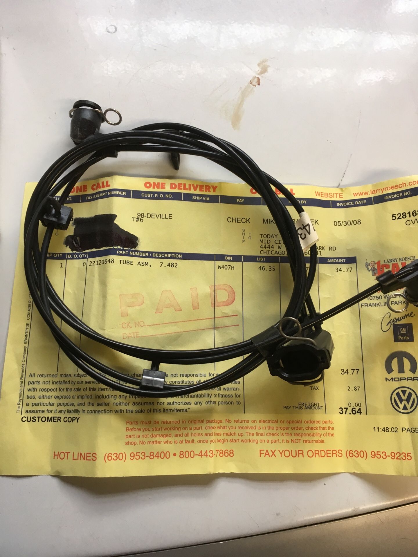 Rear air shock lines GM 22120648 discontinued
