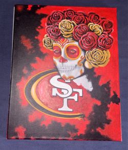San Francisco 49ers Dia de los Muertos Acrylic Canvas Painting