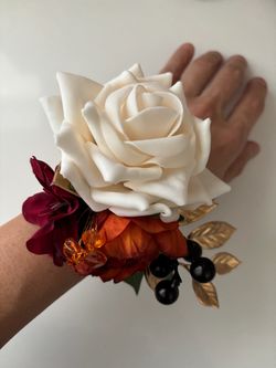 Floral Wrist Corsage with Ivory Rose