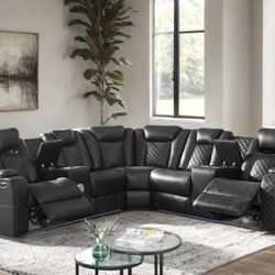 🔥Brand New Power Reclining Sectional Sofa With Bluetooth Speakers ✨️Only $49 Today And Pay Later With Or Without Credi 💥 