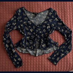 Floral Long Sleeve Peplum Top
