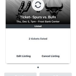 San Antonio Spurs Vs Chicago Bulls 12/5 Two Tickets Aisle Seats Row 2!