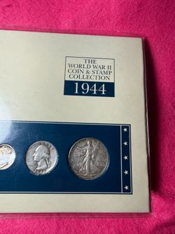 1944 WW2 Silver Collection with copper penny & stamp
