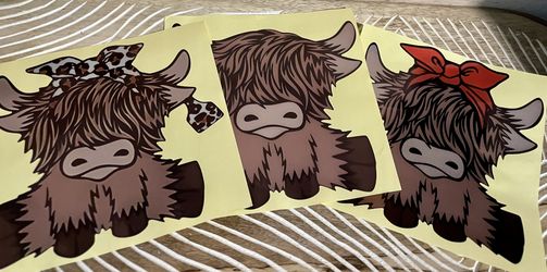 Large Highland Cow Reflective Car Decal Sticker-Moo Moo Subaru!
