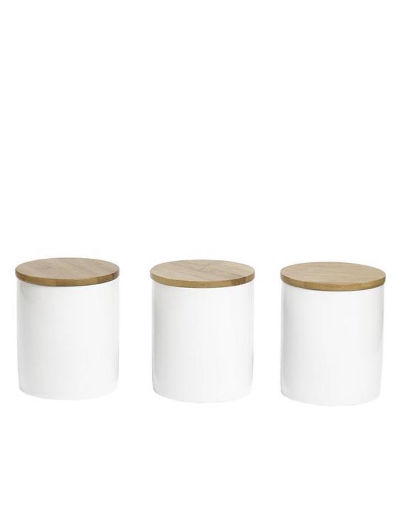 Kitchen Canisters with Bamboo Lids 3x5”h