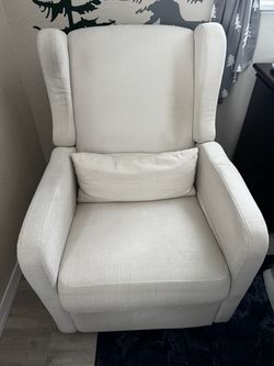 Cream Wingback Accent Chair with Lumbar Pillow