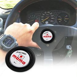 Brand New Universal Momo Car Horn Button Black Steering Wheel Center Cap W/Packaging