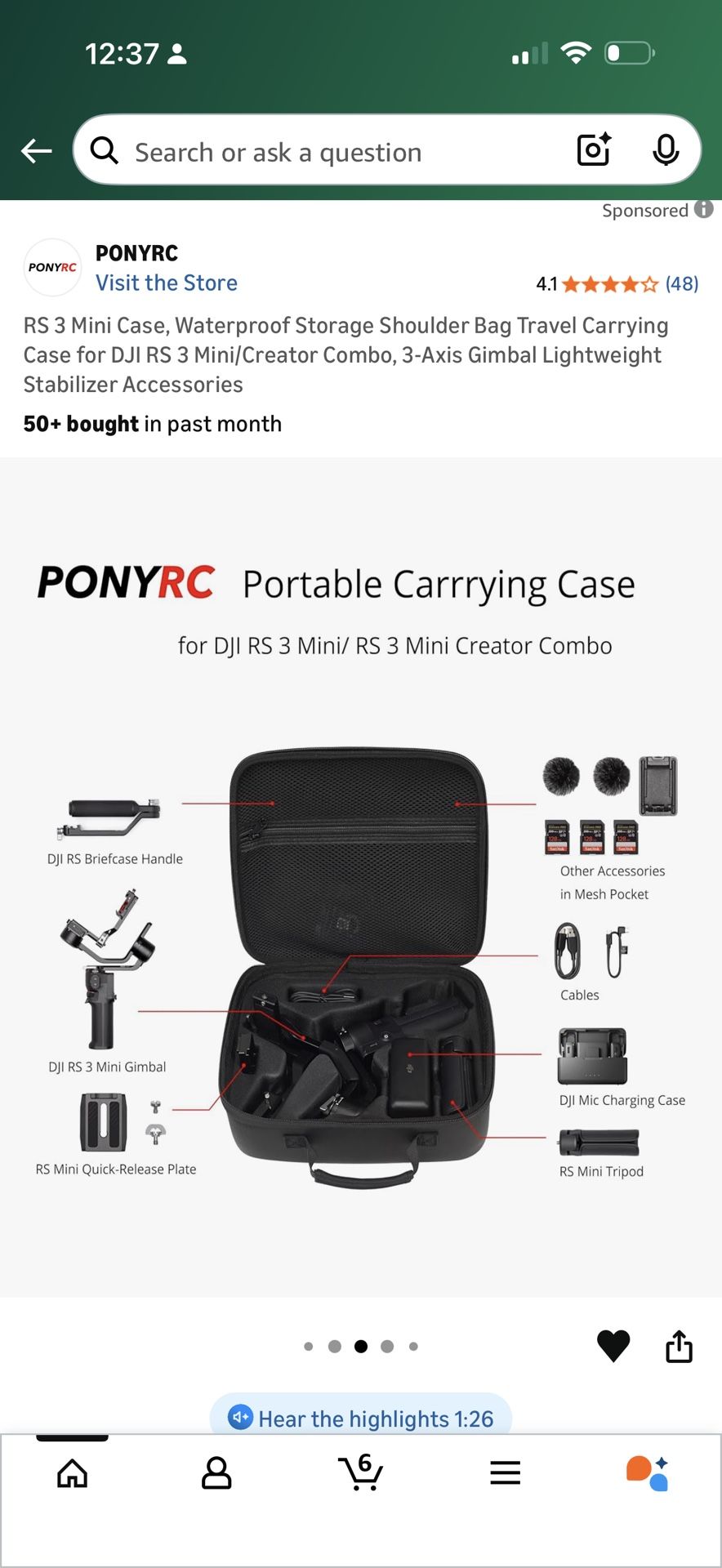 RS 3 Mini Case, Waterproof Storage Shoulder Bag Travel Carrying Case for DJI RS 3 Mini/Creator Combo, 3-Axis Gimbal Lightweight Stabilizer Accessories