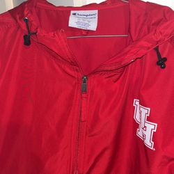 CHAMPION HOUSTON COUGARS MENS RED PACKABLE LIGHT WEIGHT JACKET