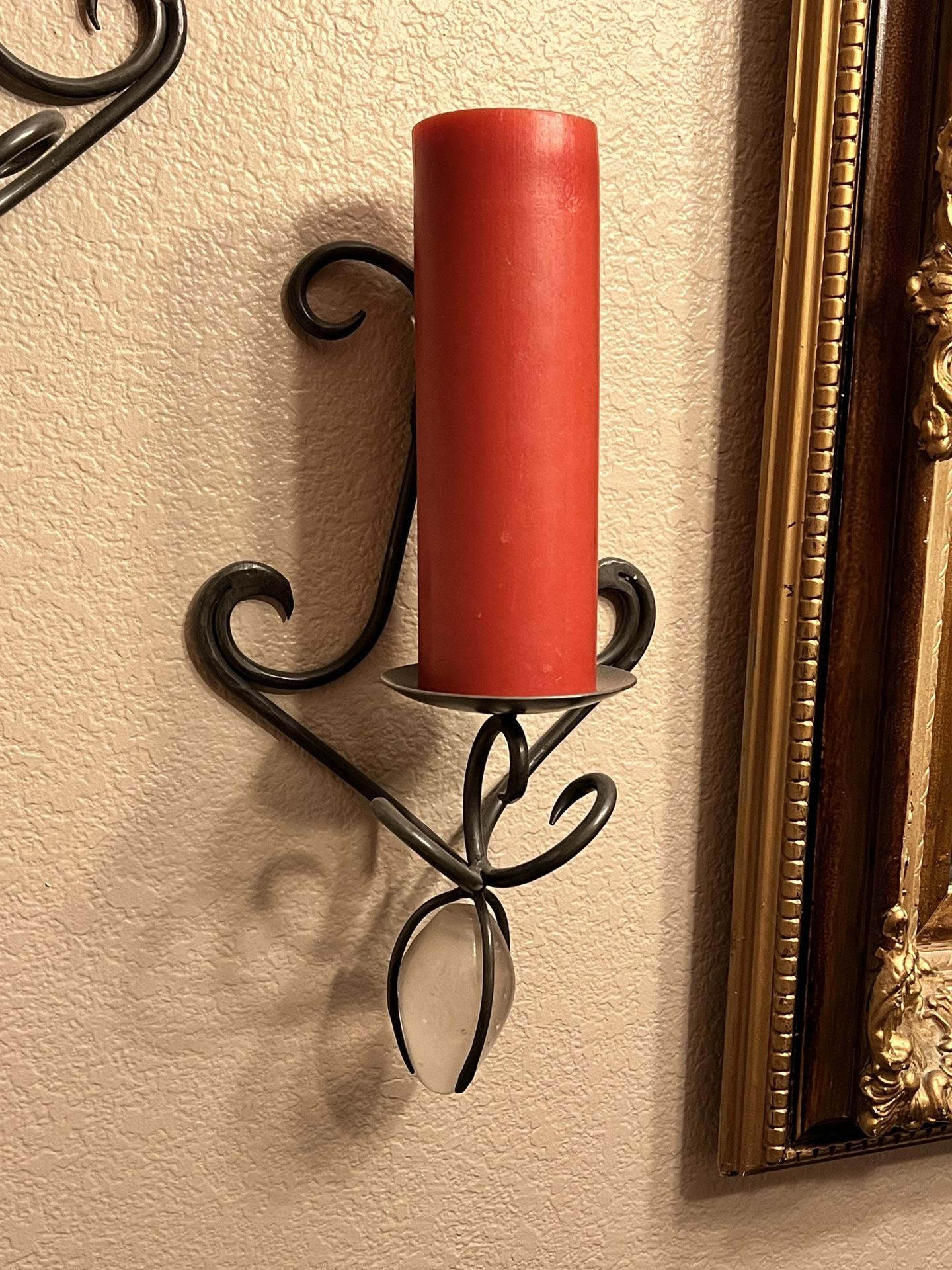 Wrought Iron And Glass Candle Sconces