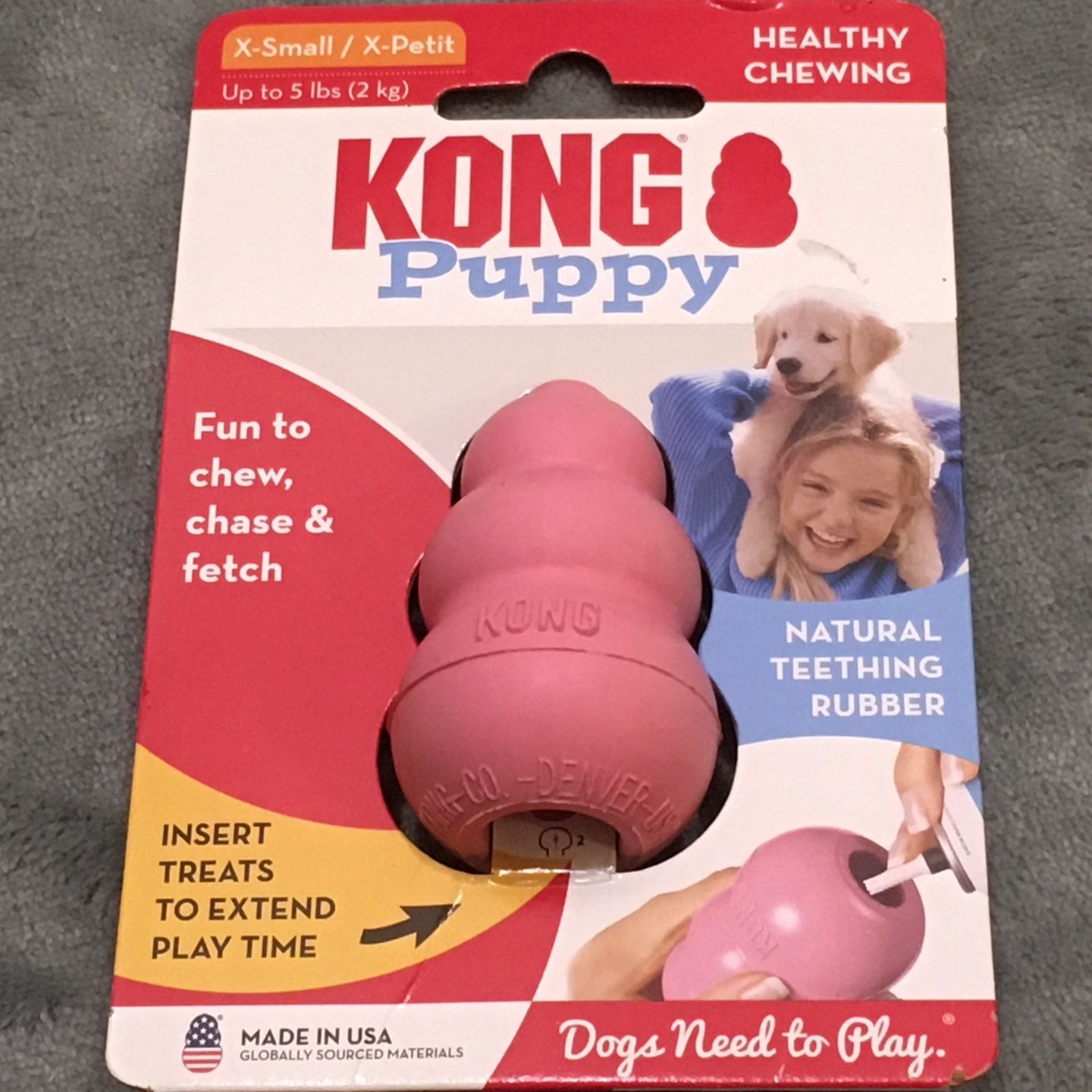 KONG Puppy X-SMALL Rubber Teething Dog Treat Chew Toy EXTRA SMALL