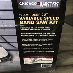 Brand New Chicago Electric Power Tools 10 Amp Deep Cut Variable Speed Band Saw Kit. Never Been Taken Out Of The Packaging. Plus, More Tools Too!