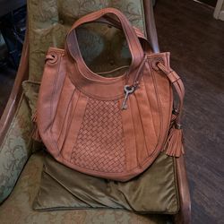 Fossil Fifty-Four Large Tan Leather Bucket Bag