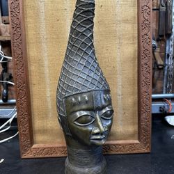 Yoruba Olokun Crown of Queen Mother Bronze Benin City Bronze Statue Nigerian